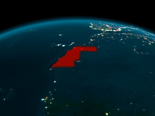 Orbit view of Western Sahara at night