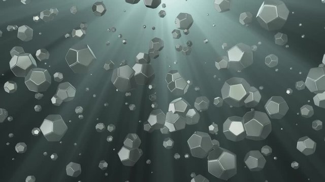 Nanoparticles in rays of light . 3d animation