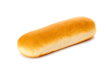 Fresh hot dog bun on white