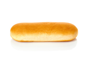 Fresh hot dog bun on white