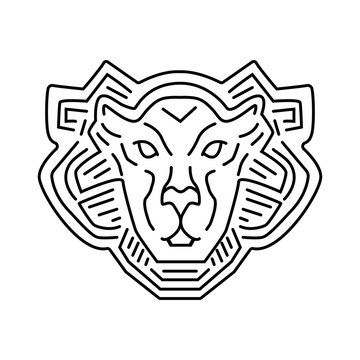 recommend clip art: Lion head line logo design, vector pictogram isolated on white.