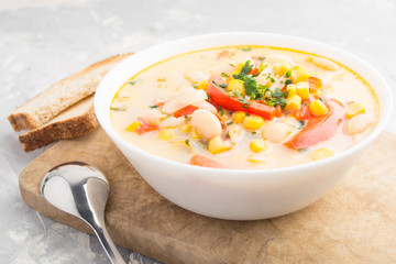 Cream soup succotash, Nothern America traditional dish