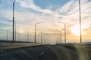 Empty road in a foggy morning