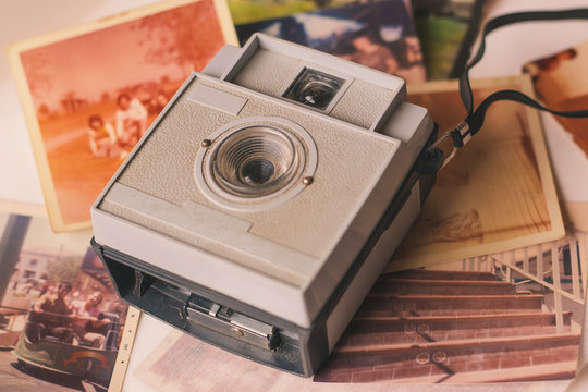 Vintage camera and photo album