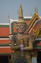 Fototapeta premium Wat Phra Kaeo's temple guard in Bangkok the capital of Thailand 