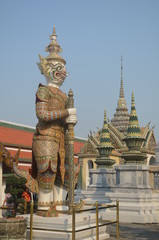 Wat Phra Kaeo's temple guard in Bangkok the capital of Thailand	