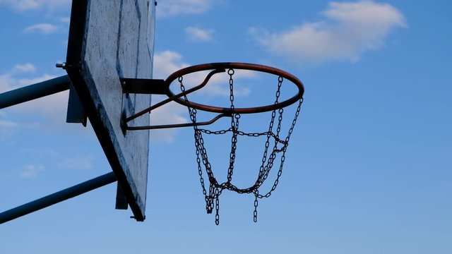Basketball ball misses the basket
