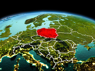 Poland on planet Earth in space