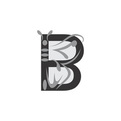 B letter with butterfly silhouette logo vector