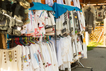 Romanian embroidered clothing in markets of Bukovina