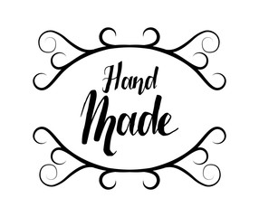 hand made handwriting emblem image vector illustration design