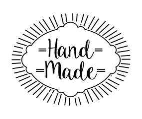 hand made handwriting emblem image vector illustration design