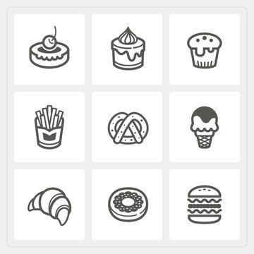 Fast food icons set