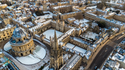 Aerial view of central Oxford, UK