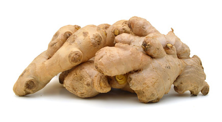 fresh ginger on a white background