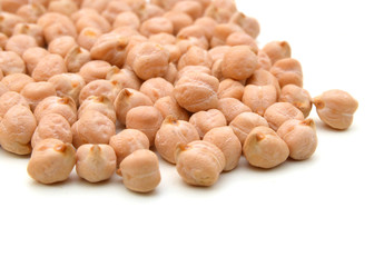 A small handful of chick-pea. Beans isolated on a white background. Close-up.