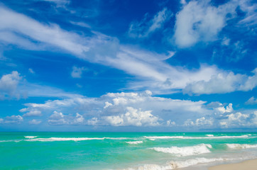 Fototapeta na wymiar Miami tropical beach and ocean