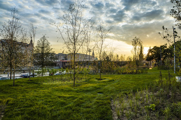 Zaryadye park at sunset, Moscow