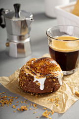 Smores donut with espresso