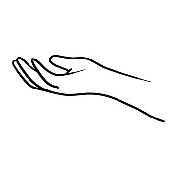 doodle hand gesture of giving vector illustration sketch hand drawn with black lines isolated on white background