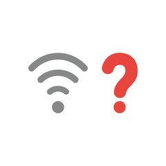 Vector icon concept of wireless wifi symbol with question mark