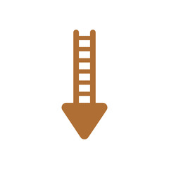 Vector icon concept of wooden ladder with arrow showing down