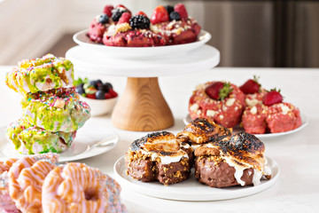 Variety of donuts on a table