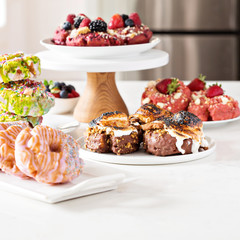 Variety of donuts on a table