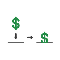 Vector icon concept of dollar inside moneybox