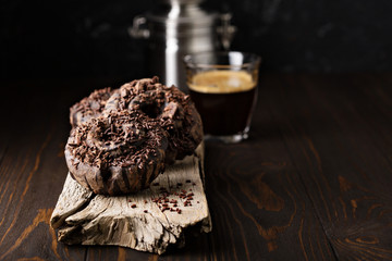 Chocolate donut with espresso