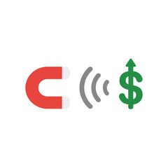 Vector icon concept of magnet icon attracting dollar symbol