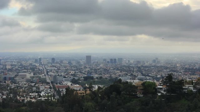 Famous Ennis House above Los Angeles - time lapse