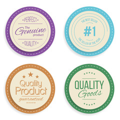 Warranty label set. Colorful modern quality marks badges isolated on white background