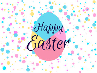 Happy easter. Holiday background with egg and colored dots. Vector illustration