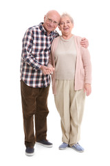 Elderly couple on white background