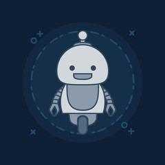Artificial Intelligence design  with cartoon robot icon over blue background, colorful design vector illustration