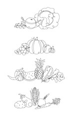 Fruits and vegetables pen line