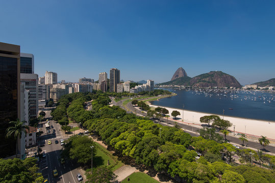 View of Botafogo Beach With the Sugarloaf Mountain in the Horizon, in Rio de Janeiro, Brazil