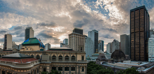 Obraz premium Panoramic Skyline of Buildings in Downtown of Rio de Janeiro City, Brazil