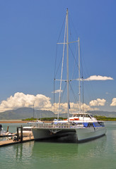 Giant Catarmaran Sailing Boat in Denarau Harbour, Fiji.