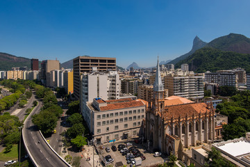 Fototapeta premium View of Buildings of Botafogo Neighborhood and Corcovado Mountain in Rio de Janeiro, Brazil