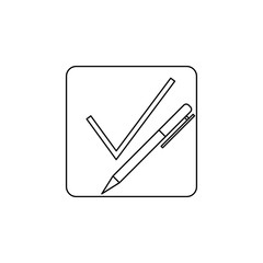pen sheet with a tick icon. Elements of elections icon. Premium quality graphic design. Signs and symbol collection icon for websites, web design, mobile app, info graphics