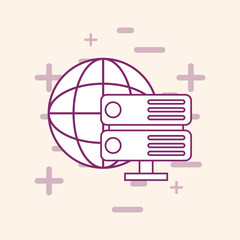 Global sphere with router over white background, vector illustration