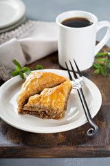 Baklava on a dessert plate