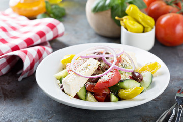 Greek salad with fresh vegetables and feta