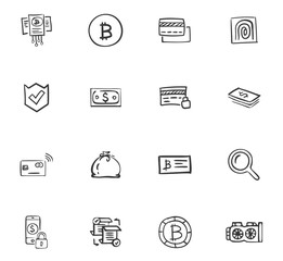 Doodle Cripto-currecy icons set