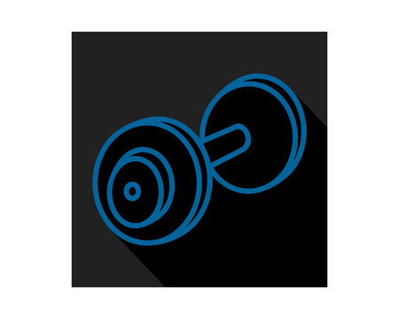 blue black barbell icon sports equipment tool utensil image vector