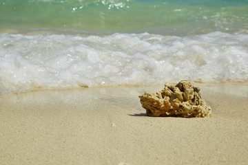 Wave of the sea on the sand beach