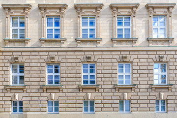 Fototapeta na wymiar Vintage building facade windows pattern in Berlin Germany