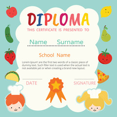 Diploma for kids vector